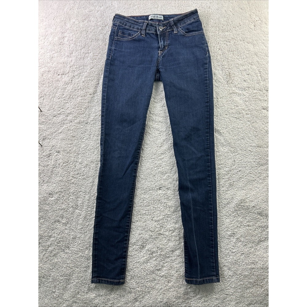 Ladies Cello Low Rise Straight Cut Dark Wash Jeans Sz 5.‎ 26x31 Skinny Stretch